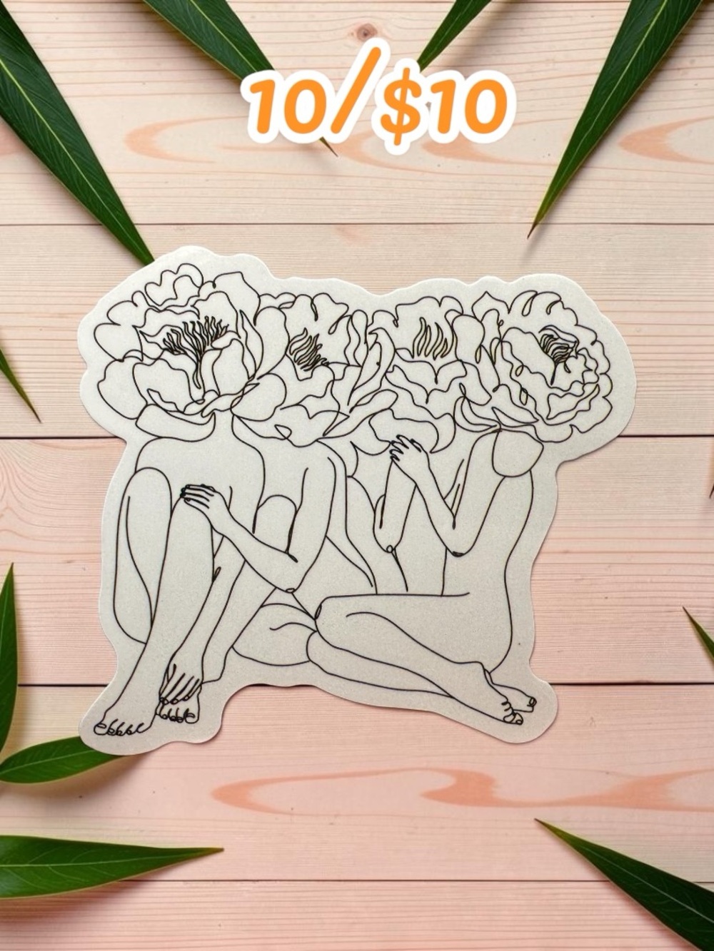 Flower Goddess Sticker – Feminine Line Art Vinyl Decal | Floral Abstract Woman